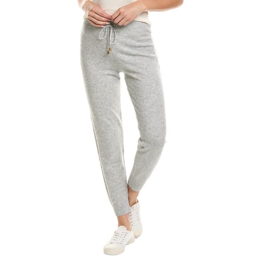Brodie Cashmere Womens  Luxe Cable Cashmere Jogger, Gray